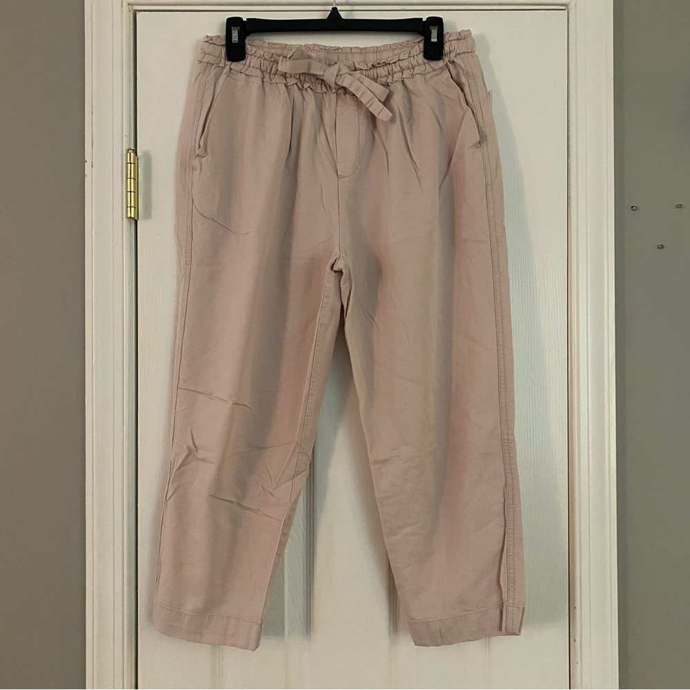 GAP Women’s Cotton Blend Light Pink Tie Waist Cropped Capri Pants Small